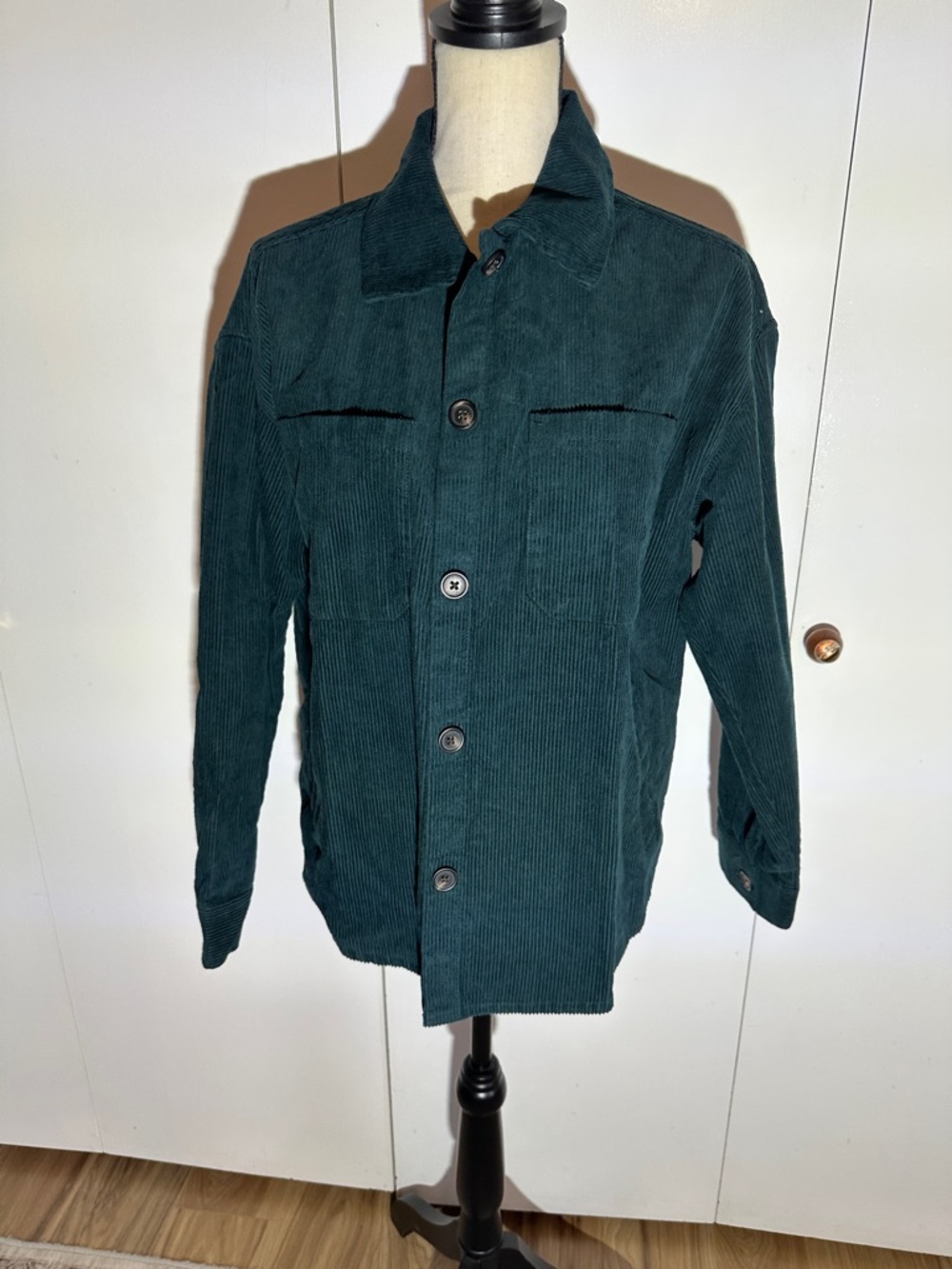 Women’s Dark Teal Corduroy Button-Up Jacket